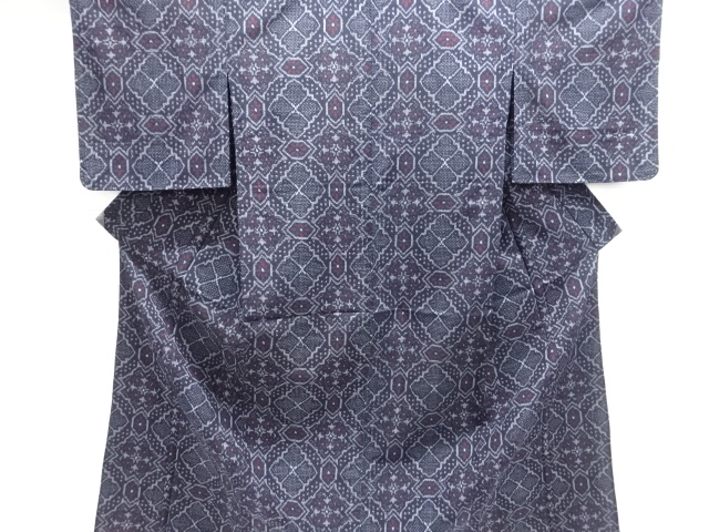 JAPANESE KIMONO / ANTIQUE OMESHI HITOE KIMONO / TAISHO ROMAN STYLE / WOVEN FLORAL CREST